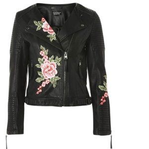Top Shop Faux Black Leather Jacket Size 4